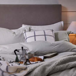 Murmur Laila Brushed Cotton Single Duvet Cover, Cloud Grey - thumbnail 2