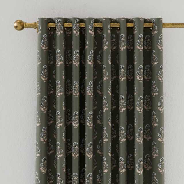 "Joules Chamomile Lined Curtains 66"" x 72"", Olive" - image 1