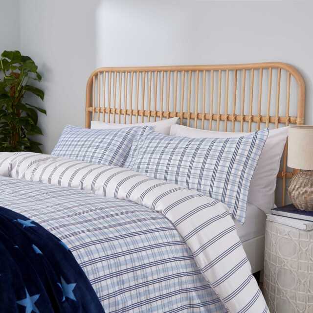 Helena Springfield Long Island Jones Check Brushed Cotton Kingsize Duvet Cover SET, Navy - image 1