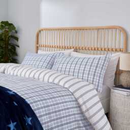 Helena Springfield Long Island Jones Check Brushed Cotton Kingsize Duvet Cover SET, Navy - thumbnail 1