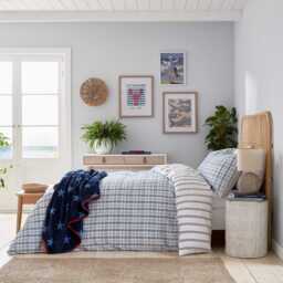 Helena Springfield Long Island Jones Check Brushed Cotton Kingsize Duvet Cover SET, Navy - thumbnail 2