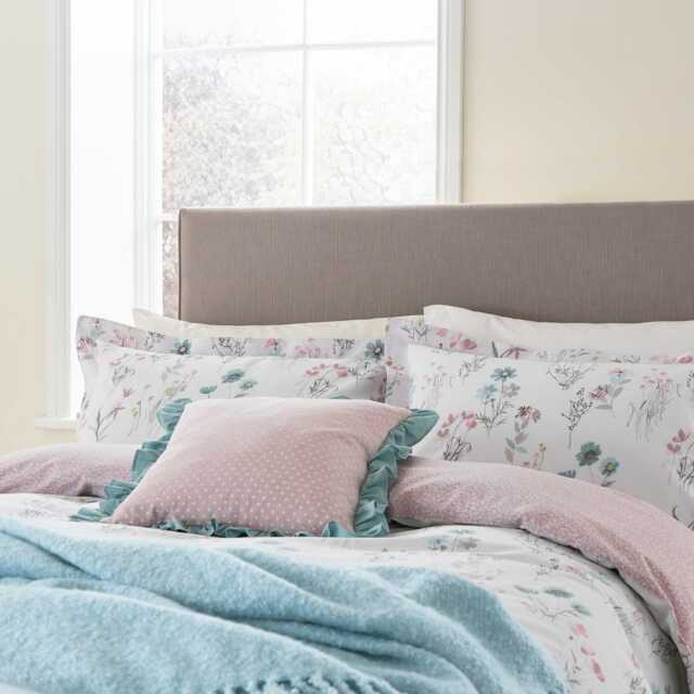 Helena Springfield Clairemont Single Duvet Cover Set, Duck Egg and Pink