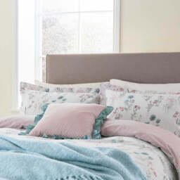 Helena Springfield Clairemont Single Duvet Cover Set, Duck Egg and Pink - thumbnail 2