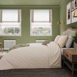 Helena Springfield Harvest Moon Ticking Stripe Double Duvet Cover SET, Green/Pink - thumbnail 2