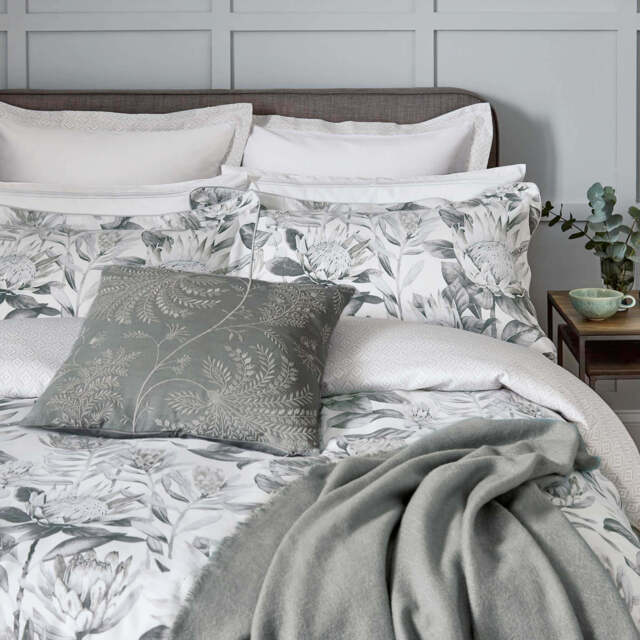 Sanderson King Protea Double Duvet Cover SET, Grey & Linen - image 1