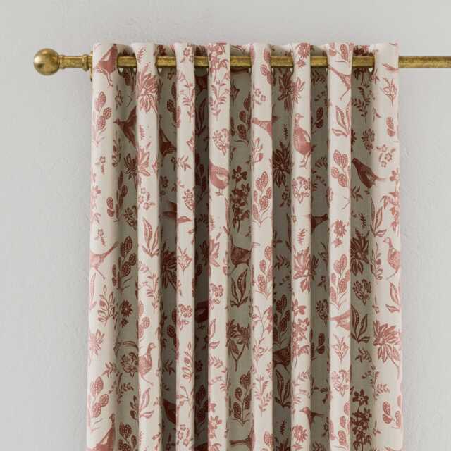 "Joules Festival Pheasants Lined Curtains 90"" x 72"", Natural" - image 1