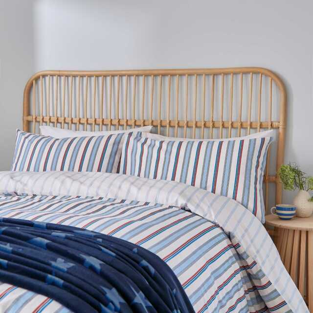 Helena Springfield Long Island Elwood Stripe Kingsize Duvet Cover SET, Blue - image 1