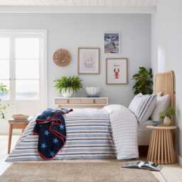 Helena Springfield Long Island Elwood Stripe Kingsize Duvet Cover SET, Blue - thumbnail 2