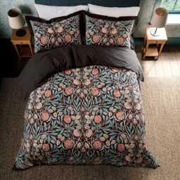 Morris & Co - V&A Olive & Rose Double Duvet Cover SET, Indigo/Blush - thumbnail 2