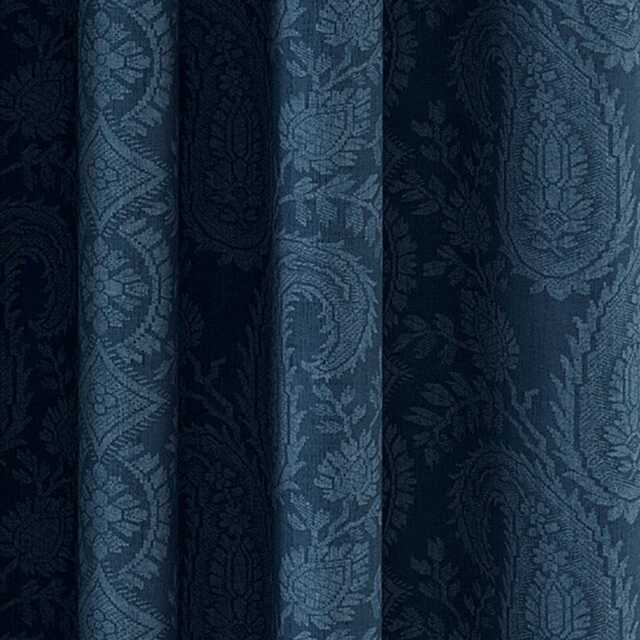"V&A Silk Road Paisley Lined Curtains 66"" x 54"", Blue" - image 1