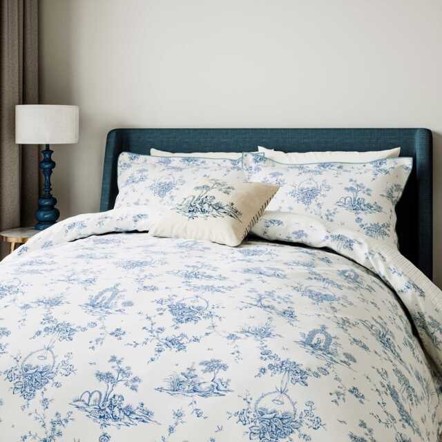 V&A Garden Of Love Double Duvet Cover Set, Blue - image 1