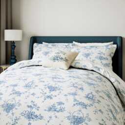 V&A Garden Of Love Double Duvet Cover Set, Blue - thumbnail 1