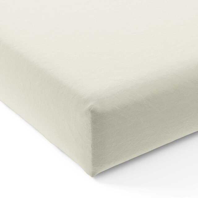 Bedeck of Belfast 200 Thread Count Plain Dye Single Fitted Sheet, Chalk - image 1