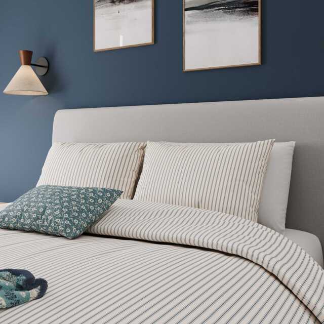 Helena Springfield Harvest Moon Ticking Stripe Double Duvet Cover SET, Blue/Teal - image 1