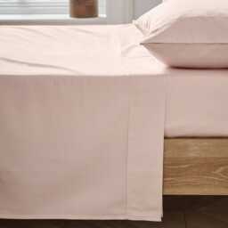 Ted Baker 250 Thread Count Plain Dye Super Kingsize Flat Sheet, Soft Pink