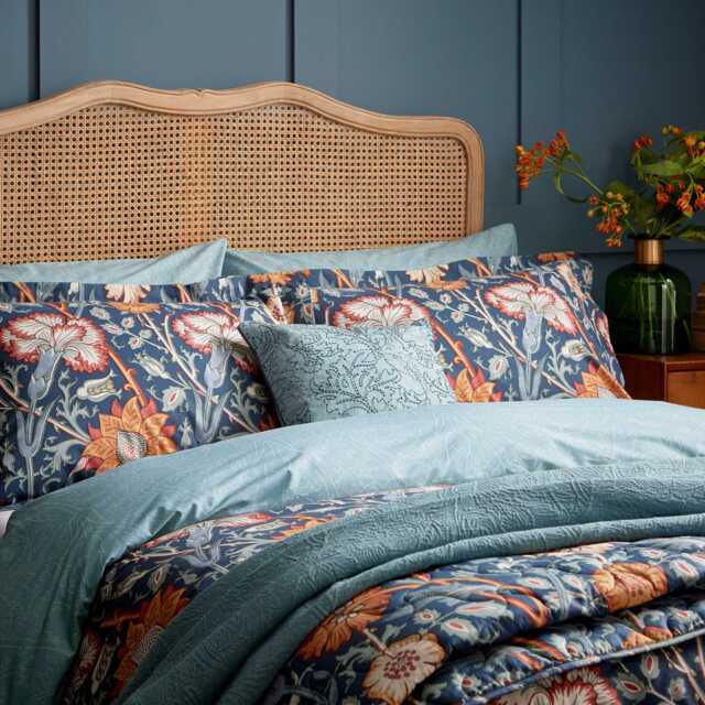 Morris & Co Pink & Rose Double Duvet Cover SET, Teal - image 1
