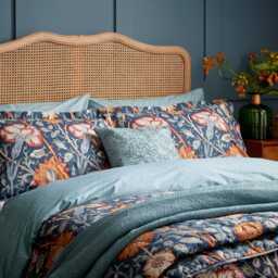 Morris & Co Pink & Rose Double Duvet Cover SET, Teal - thumbnail 2