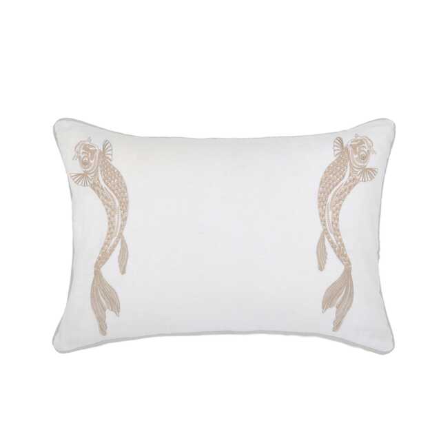 Sanderson Lotus Leaf Embroidered Cushion 60cm x 40cm, Ivory - image 1