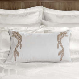 Sanderson Lotus Leaf Embroidered Cushion 60cm x 40cm, Ivory - thumbnail 2