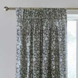 "Burleigh x Bedeck of Belfast Regal Peacock Lined Curtains 90"" x 90"", Charcoal/White" - thumbnail 2