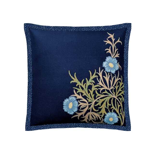Morris & Co Seaweed Cushion 50cm x 50cm, Cobalt & Thyme - image 1