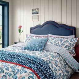Land & Shore River Single Duvet Cover Set, Blue/Red