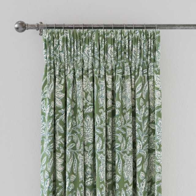 "Land & Shore Rowallane Lined Curtains 66"" x 90"", Green" - image 1
