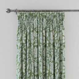 "Land & Shore Rowallane Lined Curtains 66"" x 90"", Green" - thumbnail 1