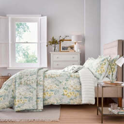 Sanderson Hollyhocks Super Kingsize Duvet Cover SET, Silver - thumbnail 2