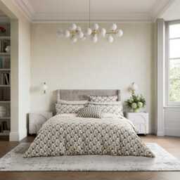 Bedeck of Belfast Harun Super Kingsize Duvet Cover SET, Charcoal & Tan - thumbnail 2