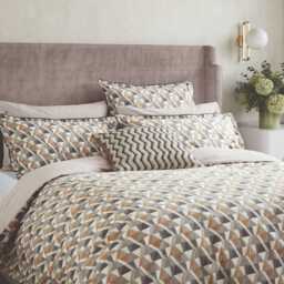Bedeck of Belfast Harun Super Kingsize Duvet Cover SET, Charcoal & Tan - thumbnail 1