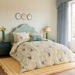 Sanderson x National Trust Kingfisher & Iris Double Duvet Cover Set, Azure & Linen - thumbnail 2