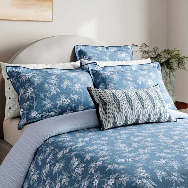 Bedeck of Belfast Zayda Super Kingsize Duvet Cover Set, Chambray Blue - image 1
