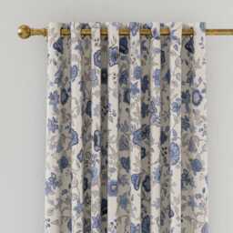 "Joules Indienne Floral Lined Curtains 66"" x 54"", Blue" - thumbnail 1