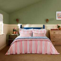 Joules Siesta Stripe Kingsize Duvet Cover SET, Red - thumbnail 2