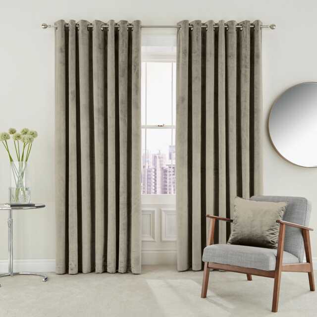 "Helena Springfield Escala Lined Curtains 66"" x 72"", Linen" - image 1