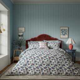 Land & Shore Berry Grove Double Duvet Cover SET, Blue/Red - thumbnail 2
