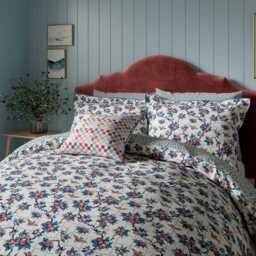 Land & Shore Berry Grove Double Duvet Cover SET, Blue/Red - thumbnail 1