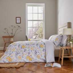 Helena Springfield Fable Mandarin Floral Kingsize Duvet Cover SET, Yellow & China Blue - thumbnail 2