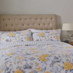 Helena Springfield Fable Mandarin Floral Kingsize Duvet Cover SET, Yellow & China Blue - thumbnail 1