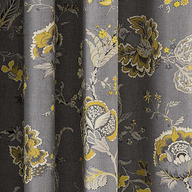 "V&A Palampore Trail Lined Curtains 66"" x 54"", Grey" - image 1