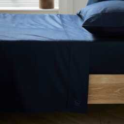 Ted Baker 250 Thread Count Plain Dye Super Kingsize Flat Sheet, Navy