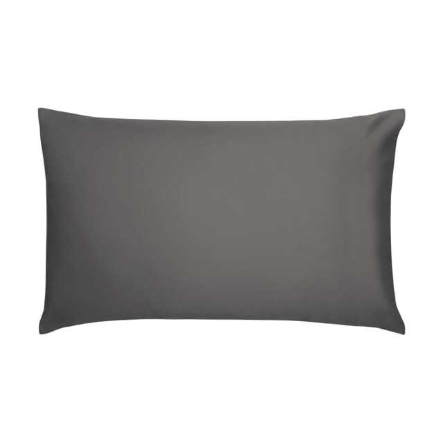 Bedeck of Belfast Fine Linens 400 Thread Count Sateen Plain Dye Pair of Standard Pillowcases, Charcoal - image 1