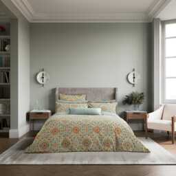 Bedeck of Belfast Addison Single Duvet Cover SET, Gold & Teal - thumbnail 2