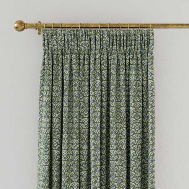 "Joules Floral Foulard Lined Curtains 66"" x 54"", Green" - image 1