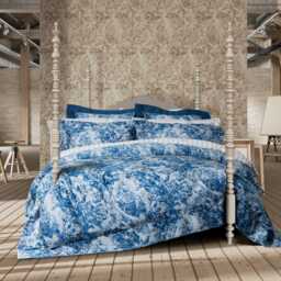 Sanderson Giles Deacon Fringed Tulip Toile Kingsize Duvet Cover Set, Smalt - thumbnail 2
