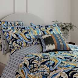 Bedeck of Belfast Kotana Double Duvet Cover Set, Navy - thumbnail 1