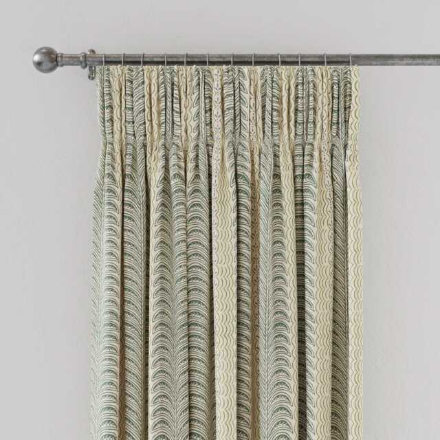"Land & Shore Fintra Stripe Lined Curtains 90"" x 54"", Green" - image 1