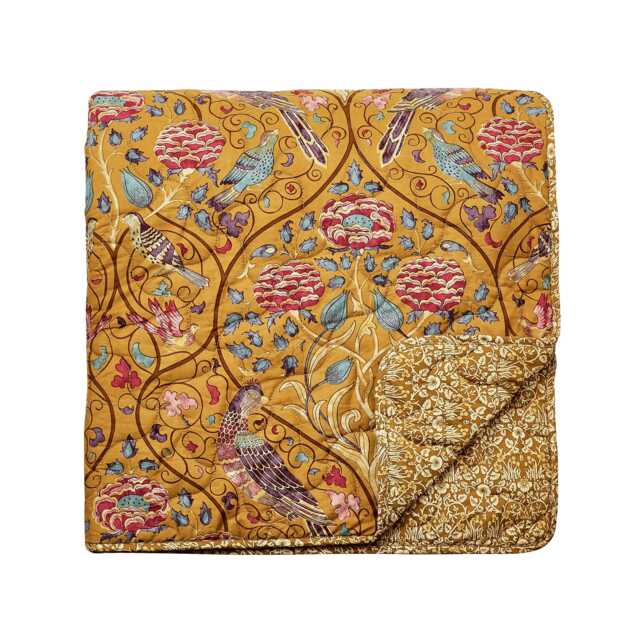 William Morris Seasons By May Quilted Throw, Saffron - image 1