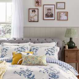 Joules Honey Floral Double Duvet Cover Set, Navy